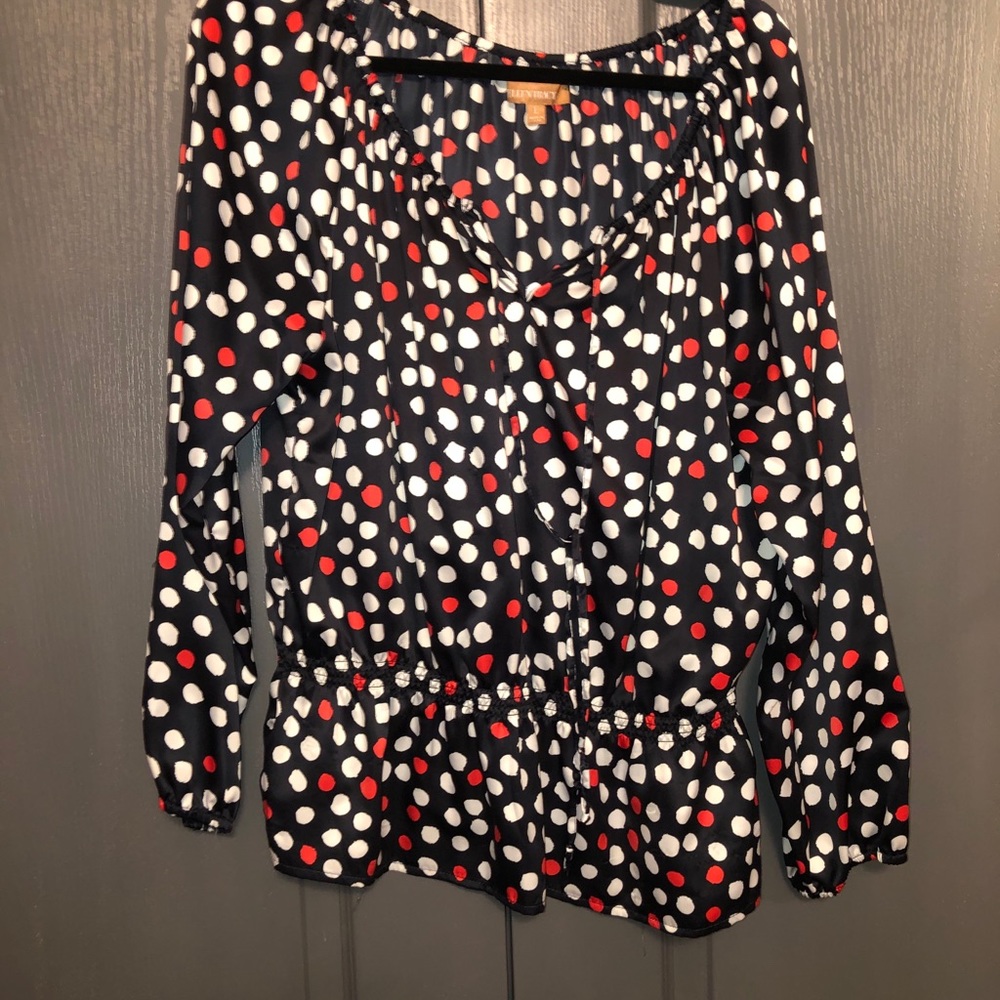 Bundle and save!  3/$75.  Polka dot blouse.